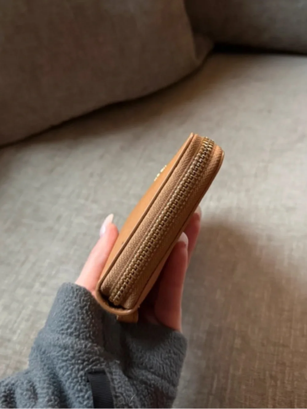 Tory Burch Caramel Leather Zip Wallet Wristlet